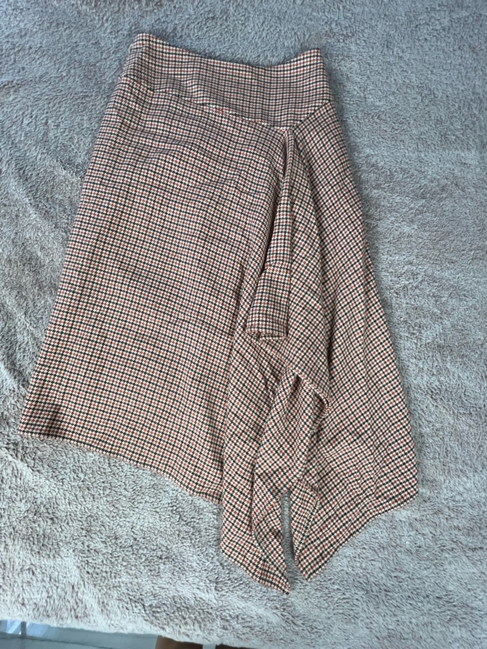 Talbots Brown Houndstooth Asymmetrical Midi Skirt Size 2 - Picture 7 of 11